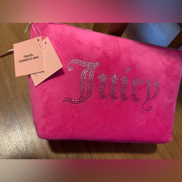 JUICY COUTURE🩷pink & silver diamond travel cosmetic clutch bag NWT & mini bottle - Picture 12 of 12